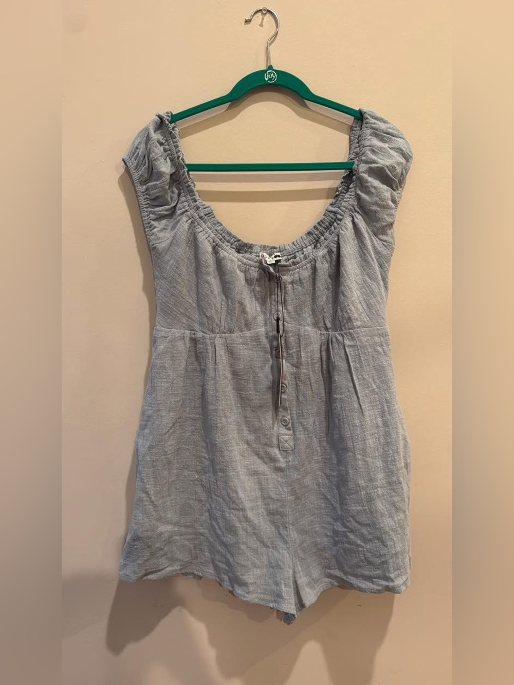 Light Blue Linen-Blend Women's romper